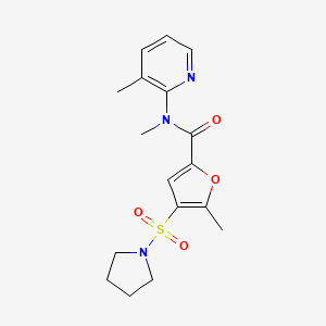 molecular formula C17H21N3O4S B7216537 N,5-dimethyl-N-(3-methylpyridin-2-yl)-4-pyrrolidin-1-ylsulfonylfuran-2-carboxamide 