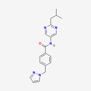 molecular formula C19H21N5O B7216554 N-[2-(2-methylpropyl)pyrimidin-5-yl]-4-(pyrazol-1-ylmethyl)benzamide 
