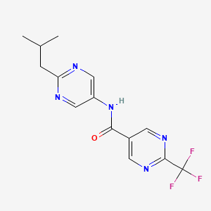 molecular formula C14H14F3N5O B7216559 N-[2-(2-methylpropyl)pyrimidin-5-yl]-2-(trifluoromethyl)pyrimidine-5-carboxamide 