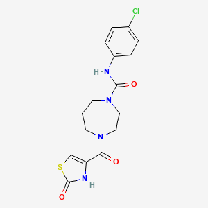 molecular formula C16H17ClN4O3S B7216641 N-(4-chlorophenyl)-4-(2-oxo-3H-1,3-thiazole-4-carbonyl)-1,4-diazepane-1-carboxamide 