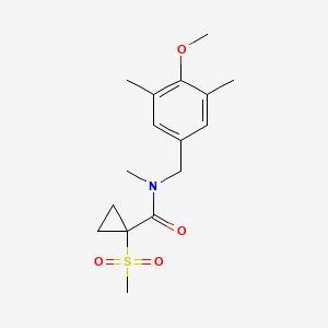 molecular formula C16H23NO4S B7216667 N-[(4-methoxy-3,5-dimethylphenyl)methyl]-N-methyl-1-methylsulfonylcyclopropane-1-carboxamide 