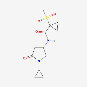 molecular formula C12H18N2O4S B7216757 N-(1-cyclopropyl-5-oxopyrrolidin-3-yl)-1-methylsulfonylcyclopropane-1-carboxamide 