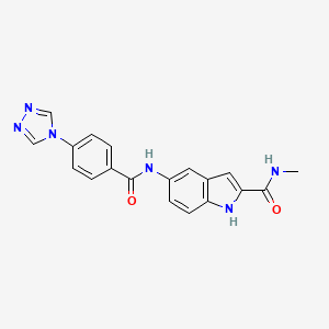 molecular formula C19H16N6O2 B7216912 N-methyl-5-[[4-(1,2,4-triazol-4-yl)benzoyl]amino]-1H-indole-2-carboxamide 