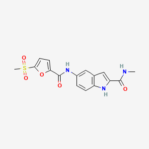 molecular formula C16H15N3O5S B7216927 N-methyl-5-[(5-methylsulfonylfuran-2-carbonyl)amino]-1H-indole-2-carboxamide 