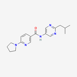 molecular formula C18H23N5O B7216937 N-[2-(2-methylpropyl)pyrimidin-5-yl]-6-pyrrolidin-1-ylpyridine-3-carboxamide 