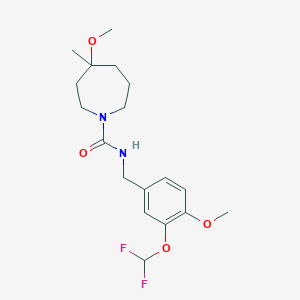 molecular formula C18H26F2N2O4 B7216998 N-[[3-(difluoromethoxy)-4-methoxyphenyl]methyl]-4-methoxy-4-methylazepane-1-carboxamide 