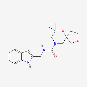 molecular formula C19H25N3O3 B7217043 N-(1H-indol-2-ylmethyl)-7,7-dimethyl-2,6-dioxa-9-azaspiro[4.5]decane-9-carboxamide 