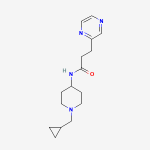 molecular formula C16H24N4O B7217083 N-[1-(cyclopropylmethyl)piperidin-4-yl]-3-pyrazin-2-ylpropanamide 