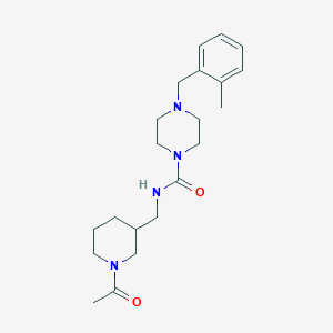 molecular formula C21H32N4O2 B7217150 N-[(1-acetylpiperidin-3-yl)methyl]-4-[(2-methylphenyl)methyl]piperazine-1-carboxamide 