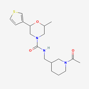 molecular formula C18H27N3O3S B7217151 N-[(1-acetylpiperidin-3-yl)methyl]-2-methyl-6-thiophen-3-ylmorpholine-4-carboxamide 