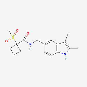 molecular formula C17H22N2O3S B7217161 N-[(2,3-dimethyl-1H-indol-5-yl)methyl]-1-methylsulfonylcyclobutane-1-carboxamide 
