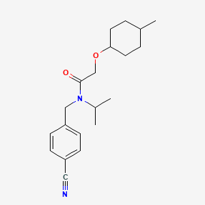 molecular formula C20H28N2O2 B7217193 N-[(4-cyanophenyl)methyl]-2-(4-methylcyclohexyl)oxy-N-propan-2-ylacetamide 