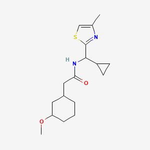 molecular formula C17H26N2O2S B7217325 N-[cyclopropyl-(4-methyl-1,3-thiazol-2-yl)methyl]-2-(3-methoxycyclohexyl)acetamide 