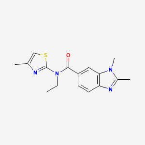 molecular formula C16H18N4OS B7217328 N-ethyl-2,3-dimethyl-N-(4-methyl-1,3-thiazol-2-yl)benzimidazole-5-carboxamide 