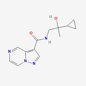 molecular formula C13H16N4O2 B7217378 N-(2-cyclopropyl-2-hydroxypropyl)pyrazolo[1,5-a]pyrazine-3-carboxamide 