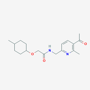 molecular formula C18H26N2O3 B7217487 N-[(5-acetyl-6-methylpyridin-2-yl)methyl]-2-(4-methylcyclohexyl)oxyacetamide 