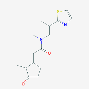 molecular formula C15H22N2O2S B7217511 N-methyl-2-(2-methyl-3-oxocyclopentyl)-N-[2-(1,3-thiazol-2-yl)propyl]acetamide 