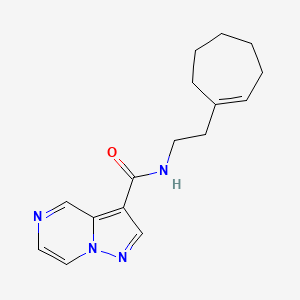 molecular formula C16H20N4O B7217553 N-[2-(cyclohepten-1-yl)ethyl]pyrazolo[1,5-a]pyrazine-3-carboxamide 