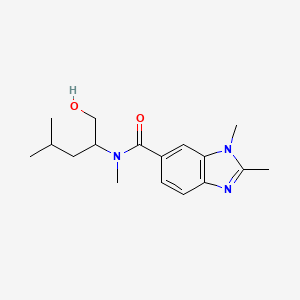 molecular formula C17H25N3O2 B7217567 N-(1-hydroxy-4-methylpentan-2-yl)-N,2,3-trimethylbenzimidazole-5-carboxamide 