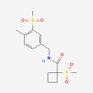 molecular formula C15H21NO5S2 B7217678 N-[(4-methyl-3-methylsulfonylphenyl)methyl]-1-methylsulfonylcyclobutane-1-carboxamide 