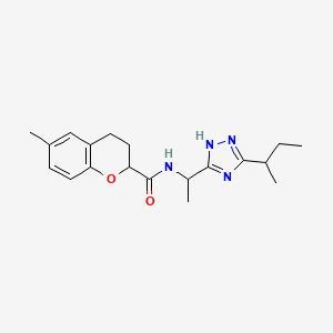 molecular formula C19H26N4O2 B7217682 N-[1-(3-butan-2-yl-1H-1,2,4-triazol-5-yl)ethyl]-6-methyl-3,4-dihydro-2H-chromene-2-carboxamide 