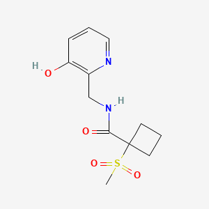 molecular formula C12H16N2O4S B7217694 N-[(3-hydroxypyridin-2-yl)methyl]-1-methylsulfonylcyclobutane-1-carboxamide 