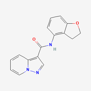 molecular formula C16H13N3O2 B7217850 N-(2,3-dihydro-1-benzofuran-4-yl)pyrazolo[1,5-a]pyridine-3-carboxamide 
