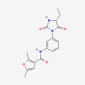 molecular formula C18H19N3O4 B7217904 N-[3-(4-ethyl-2,5-dioxoimidazolidin-1-yl)phenyl]-2,5-dimethylfuran-3-carboxamide 