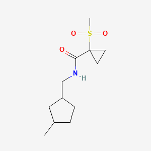 molecular formula C12H21NO3S B7217919 N-[(3-methylcyclopentyl)methyl]-1-methylsulfonylcyclopropane-1-carboxamide 