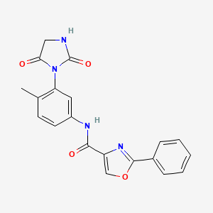 molecular formula C20H16N4O4 B7217936 N-[3-(2,5-dioxoimidazolidin-1-yl)-4-methylphenyl]-2-phenyl-1,3-oxazole-4-carboxamide 