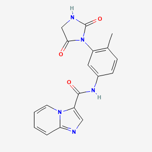 molecular formula C18H15N5O3 B7217947 N-[3-(2,5-dioxoimidazolidin-1-yl)-4-methylphenyl]imidazo[1,2-a]pyridine-3-carboxamide 