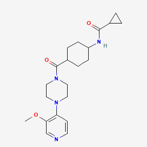 molecular formula C21H30N4O3 B7218033 N-[4-[4-(3-methoxypyridin-4-yl)piperazine-1-carbonyl]cyclohexyl]cyclopropanecarboxamide 