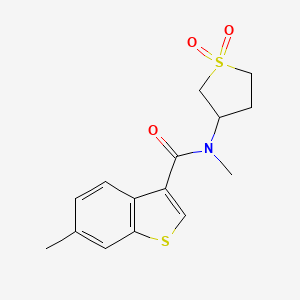 molecular formula C15H17NO3S2 B7218196 N-(1,1-dioxothiolan-3-yl)-N,6-dimethyl-1-benzothiophene-3-carboxamide 