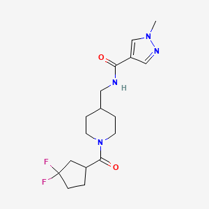 molecular formula C17H24F2N4O2 B7218301 N-[[1-(3,3-difluorocyclopentanecarbonyl)piperidin-4-yl]methyl]-1-methylpyrazole-4-carboxamide 