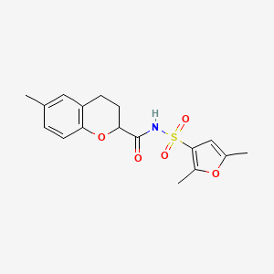 molecular formula C17H19NO5S B7218778 N-(2,5-dimethylfuran-3-yl)sulfonyl-6-methyl-3,4-dihydro-2H-chromene-2-carboxamide 