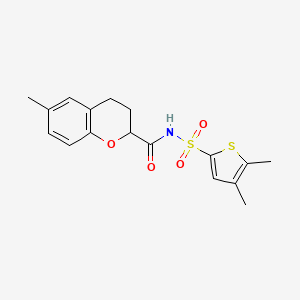 molecular formula C17H19NO4S2 B7218786 N-(4,5-dimethylthiophen-2-yl)sulfonyl-6-methyl-3,4-dihydro-2H-chromene-2-carboxamide 