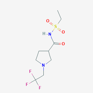 molecular formula C9H15F3N2O3S B7218804 N-ethylsulfonyl-1-(2,2,2-trifluoroethyl)pyrrolidine-3-carboxamide 