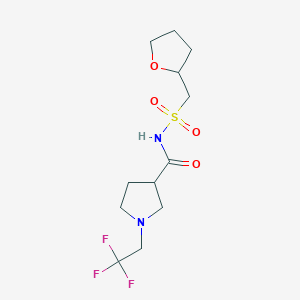 molecular formula C12H19F3N2O4S B7218806 N-(oxolan-2-ylmethylsulfonyl)-1-(2,2,2-trifluoroethyl)pyrrolidine-3-carboxamide 