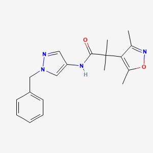 molecular formula C19H22N4O2 B7218845 N-(1-benzylpyrazol-4-yl)-2-(3,5-dimethyl-1,2-oxazol-4-yl)-2-methylpropanamide 