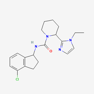 molecular formula C20H25ClN4O B7218850 N-(4-chloro-2,3-dihydro-1H-inden-1-yl)-2-(1-ethylimidazol-2-yl)piperidine-1-carboxamide 