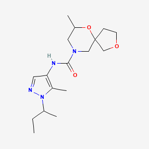 molecular formula C17H28N4O3 B7218971 N-(1-butan-2-yl-5-methylpyrazol-4-yl)-7-methyl-2,6-dioxa-9-azaspiro[4.5]decane-9-carboxamide 