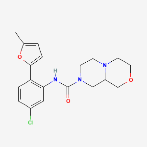 molecular formula C19H22ClN3O3 B7218998 N-[5-chloro-2-(5-methylfuran-2-yl)phenyl]-3,4,6,7,9,9a-hexahydro-1H-pyrazino[2,1-c][1,4]oxazine-8-carboxamide 