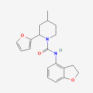 molecular formula C19H22N2O3 B7219002 N-(2,3-dihydro-1-benzofuran-4-yl)-2-(furan-2-yl)-4-methylpiperidine-1-carboxamide 