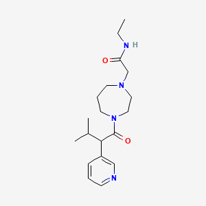 molecular formula C19H30N4O2 B7219186 N-ethyl-2-[4-(3-methyl-2-pyridin-3-ylbutanoyl)-1,4-diazepan-1-yl]acetamide 