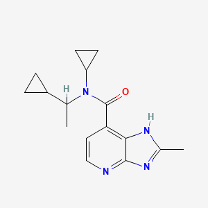 molecular formula C16H20N4O B7219189 N-cyclopropyl-N-(1-cyclopropylethyl)-2-methyl-1H-imidazo[4,5-b]pyridine-7-carboxamide 