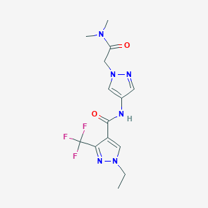 molecular formula C14H17F3N6O2 B7219268 N-[1-[2-(dimethylamino)-2-oxoethyl]pyrazol-4-yl]-1-ethyl-3-(trifluoromethyl)pyrazole-4-carboxamide 