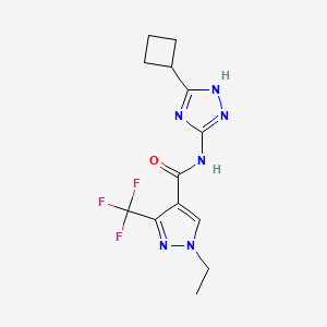 molecular formula C13H15F3N6O B7219378 N-(5-cyclobutyl-1H-1,2,4-triazol-3-yl)-1-ethyl-3-(trifluoromethyl)pyrazole-4-carboxamide 