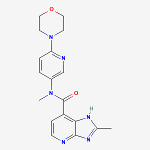 molecular formula C18H20N6O2 B7219391 N,2-dimethyl-N-(6-morpholin-4-ylpyridin-3-yl)-1H-imidazo[4,5-b]pyridine-7-carboxamide 