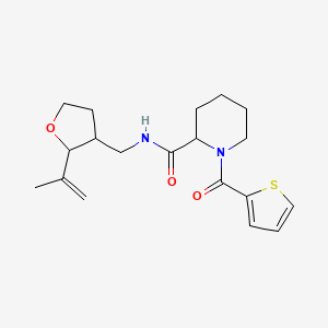 molecular formula C19H26N2O3S B7219429 N-[(2-prop-1-en-2-yloxolan-3-yl)methyl]-1-(thiophene-2-carbonyl)piperidine-2-carboxamide 