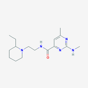 molecular formula C16H27N5O B7219695 N-[2-(2-ethylpiperidin-1-yl)ethyl]-6-methyl-2-(methylamino)pyrimidine-4-carboxamide 